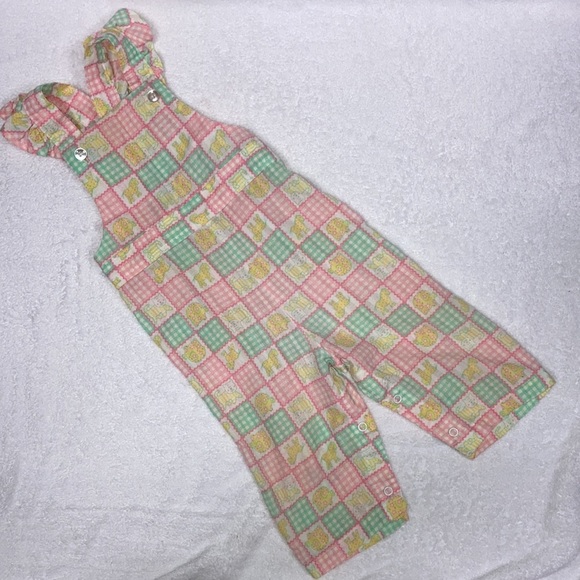 Vintage Healthtex patchwork print ruffle strap overalls 18m - Picture 2 of 7